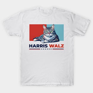 Harris Walz 2024 Obviously Democrat Cat, Madam President, Vote Blue T-Shirt
